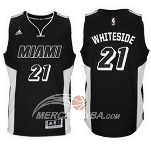 Maglia NBA Whiteside Miami Heats Negro Blanco